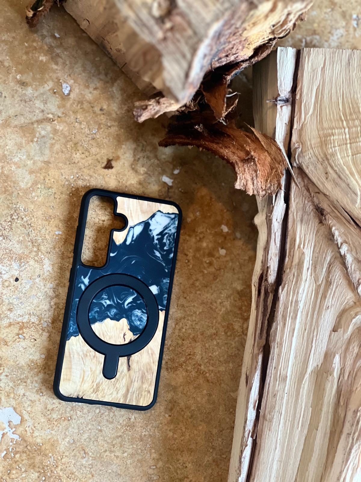 Husa BeWood Lemn Natural si Rasina, Unicat, Samsung S24 -Albastru-Aer - 2 | YEO